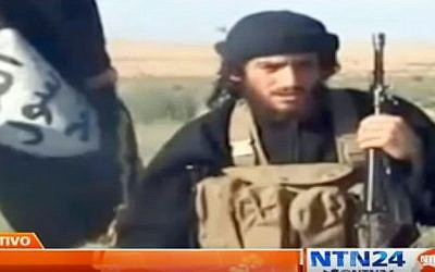 Wanted Islamic State group member Tirad al-Jarba who is also known as Abu Muhammad al-Shimali. (YouTube/NTN24)