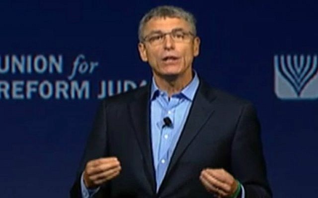 URJ President Rabbi Rick Jacobs addresses the organization's biennial meeting, November 6, 2015. (screenshot)