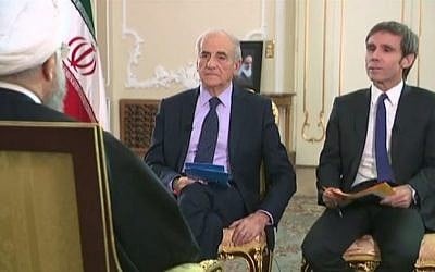 Iranian President Hassan Rouhani (left, seen from the back) interviewed by France 2 ahead of his visit to France, scheduled for 16-17 November 2015. (Screen capture France 2) Iranian President Hassan Rouhani (left, seen from the back) interviewed by France 2 ahead of his visit to France, scheduled for 16-17 November 2015. (Screen capture France 2)