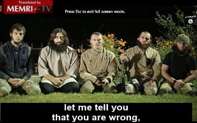 A screenshot from an Islamic State video celebrating the downing of the Russian passenger plane on October 31, 2015 in Sinai, which the group has claimed responsibility for. (MEMRI)