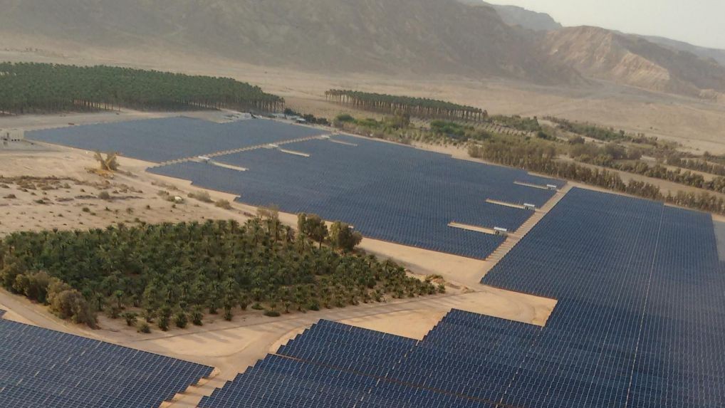 An aerial view of the 40 megawatt solar field recently built at Kibbutz Ketura, which provides the one third of the daytime electricity for the city of Eilat. (Courtesy) An aerial view of the 40 megawatt solar field recently built at Kibbutz Ketura, which provides the one third of the daytime electricity for the city of Eilat. (Courtesy)