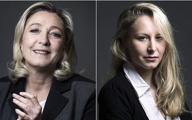 Marine Le Pen (left), president of the French far-right Front National (FN) party, and her niece Marion Marechal-Le Pen, FN member of parliament. Photo combination made on December 9, 2015. (JOEL SAGET/AFP) Marine Le Pen (left), president of the French far-right Front National (FN) party, and her niece Marion Marechal-Le Pen, FN member of parliament. Photo combination made on December 9, 2015. (JOEL SAGET/AFP)