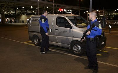 Security officers check a van at Geneva's airport on December 10, 2015, after police raised the alert level and searched the city for several suspected jihadists believed to have links to the Islamic State (IS) group, security sources said. (AFP / Richard Juilliart)