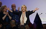 French far-right Front National (FN) president Marine Le Pen during a campaign rally in Paris, December 10, 2015 (AFP/Patrick Kovarik)