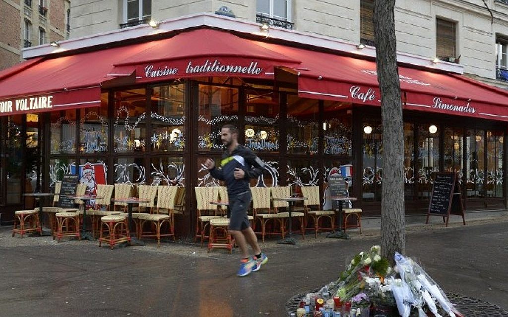 The terrace of the brasserie Le Comptoir Voltaire near Place de la Nation in eastern Paris on the day of its reopening on December 16, 2015 a month after the November 13 attacks. (Bertrand Guay/AFP) The terrace of the brasserie Le Comptoir Voltaire near Place de la Nation in eastern Paris on the day of its reopening on December 16, 2015 a month after the November 13 attacks. (Bertrand Guay/AFP)
