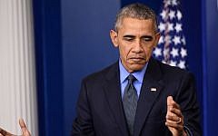 US President Barack Obama speaks during a press conference in the briefing room of the White House in Washington, DC on December 18, 2015. (Photo by AFP/Andrew Caballero-Reynolds)