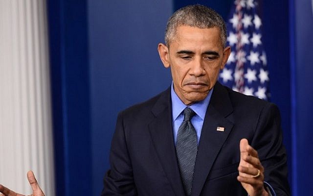US President Barack Obama speaks during a press conference in the briefing room of the White House in Washington, DC on December 18, 2015. (Photo by AFP/Andrew Caballero-Reynolds) US President Barack Obama speaks during a press conference in the briefing room of the White House in Washington, DC on December 18, 2015. (Photo by AFP/Andrew Caballero-Reynolds)