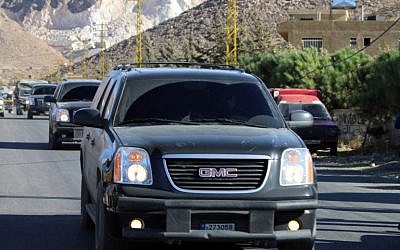 A convoy of Lebanese General Security vehicles driving towards the entrance of the eastern Lebanese town of Arsal on the border with Syria, November 29, 2015. (Photo by AFP Photo/STR)