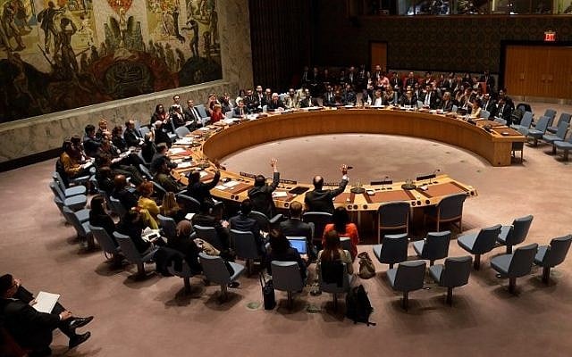 The UN Security Council votes at United Nations Headquarters in New York, December 10, 2015. (AFP/Don Emmert) The UN Security Council votes at United Nations Headquarters in New York, December 10, 2015. (AFP/Don Emmert)