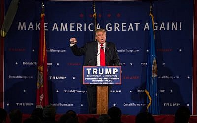 Republican presidential candidate Donald Trump speaks to the crowd at a Pearl Harbor Day Rally at the U.S.S. Yorktown December 7, 2015 in Mt. Pleasant, South Carolina. Sean Rayford/Getty Images/AFP)