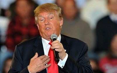 Republican presidential candidate Donald Trump speaks at a town hall style campaign rally at the Varied Industries Building at Iowa State Fair Grounds on December 11, 2015 in Des Moines, Iowa. (Steve Pope/Getty Images)