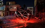 "Careless Hearts" installation during the three-day Night Light Festival around the Tel Aviv Central Bus Station (courtesy Kfir Sivan/Tel Aviv Municipality)
