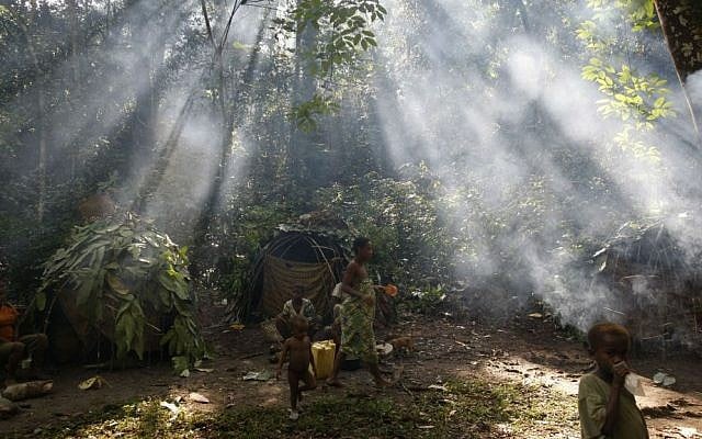 In this Sunday, March 21, 2010 file photo, shafts of sunlight filtering through the forest canopy strike smoke from fires burning outside family huts at an Mbuti pygmy hunting camp in the Okapi Wildlife Reserve outside the town of Epulu, Congo. (AP Photo/Rebecca Blackwell,File) In this Sunday, March 21, 2010 file photo, shafts of sunlight filtering through the forest canopy strike smoke from fires burning outside family huts at an Mbuti pygmy hunting camp in the Okapi Wildlife Reserve outside the town of Epulu, Congo. (AP Photo/Rebecca Blackwell,File)