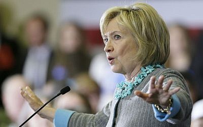 In this Dec. 9, 2015, photo, Democratic presidential candidate Hillary Clinton speaks during a town hall meeting in Waterloo, Iowa. (AP Photo/Charlie Neibergall)