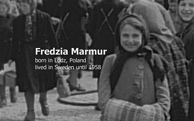 Fredzia Marmur, a Holocaust survivor, was one of 60 refugees identified by the filmmakers of ‘Every Face Has a Name,’ a 2015 documentary based on 1945 newsreel footage from the Swedish port Malmo (courtesy: Menemsha Films)