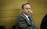 Ari Harow, former chief of staff of Prime Minister Benjamin Netanyahu, at a Likud meeting in the Israeli parliament, November 24, 2014. (Miriam Alster/Flash90)