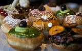 Just some of the delectable options at Roladin, which offers donut-making workshops at its Kadima visitor's center over Hanukkah, 2015 (Hadas Parush/Flash 90)