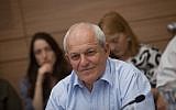 Social Affairs Minister Haim Katz attends a Labor and Welfare committee meeting in the Knesset, June 8, 2015. (Miriam Alster/FLASh90)
