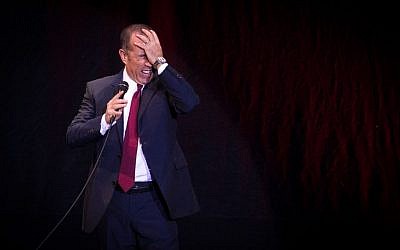 Comedian Jerry Seinfeld performs in Tel Aviv on December 19, 2015. (Miriam Alster/FLASH90)