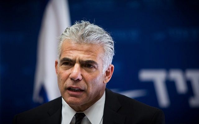 Chairman of the Yesh Atid Party, MK Yair Lapid, seen during a faction meeting at the Knesset, Jerusalem, December 21, 2015. (Yonatan Sindel/Flash90) Chairman of the Yesh Atid Party, MK Yair Lapid, seen during a faction meeting at the Knesset, Jerusalem, December 21, 2015. (Yonatan Sindel/Flash90)