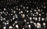 Illustrative photo of ultra-orthodox Jewish men in a protest in Jerusalem December 22, 2015. (Yonatan Sindel/Flash90)