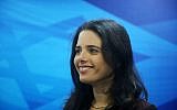 Justice Minister Ayelet Shaked arrives for the weekly cabinet meeting, Jerusalem, December 27, 2015. (Marc Israel Sellem/POOL)