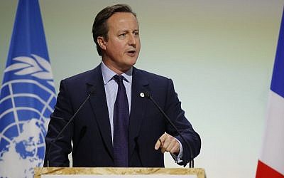 British Prime Minister David Cameron addresses world leaders at the COP21, United Nations Climate Change Conference, in Le Bourget, outside Paris, Monday, Nov. 30, 2015. (AP/Michel Euler) British Prime Minister David Cameron addresses world leaders at the COP21, United Nations Climate Change Conference, in Le Bourget, outside Paris, Monday, Nov. 30, 2015. (AP/Michel Euler)