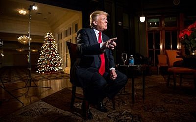Republican presidential candidate Donald Trump speaks during an interview with The Associated Press in Sterling, Virginia, December 2, 2015.