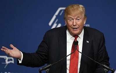 In this Dec. 3, 2015, photo, Republican presidential candidate Donald Trump speaks at the Republican Jewish Coalition Presidential Forum in Washington. (AP Photo/Susan Walsh)