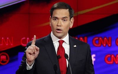 Republican presidential candidate Marco Rubio makes a point during the CNN Republican presidential debate at the Venetian Hotel & Casino, Las Vegas, December 15, 2015. (AP/John Locher) 