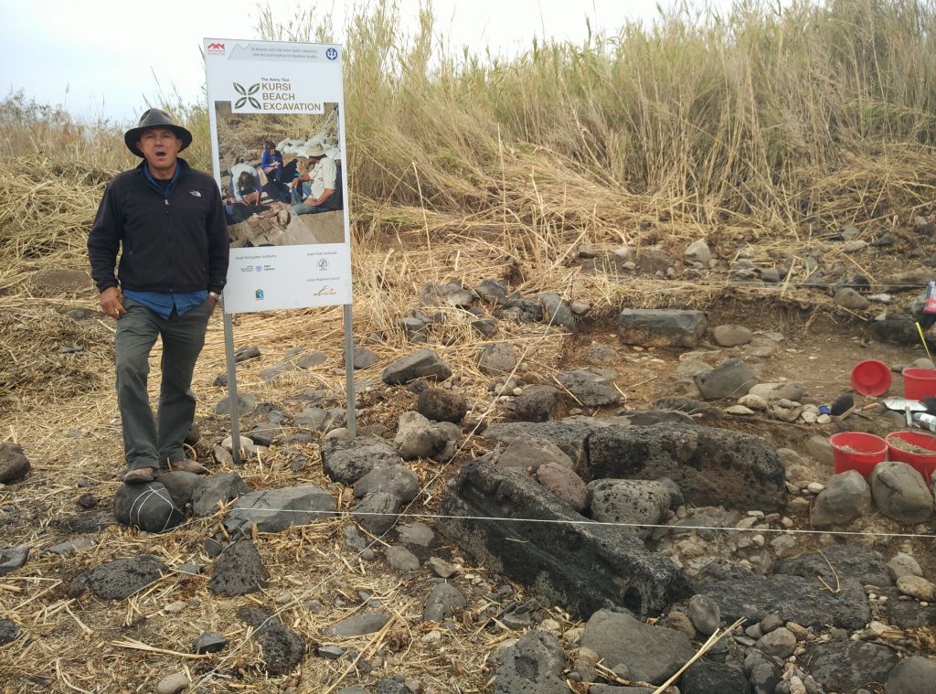 University of Haifa archaeologist Haim Cohen at Kursi, a Byzantine Jewish site on the shores of the Sea of Galilee. (Haim Cohen) University of Haifa archaeologist Haim Cohen at Kursi, a Byzantine Jewish site on the shores of the Sea of Galilee. (Haim Cohen)