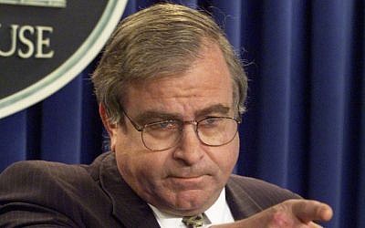 In this March 25, 1999 file photo, then-National Security Adviser Sandy Berger answers questions in the White House briefing room in Washington. Berger, who helped craft President Bill Clinton's foreign policy and got in trouble over destroying classified documents, died Wednesday at age 70. (AP/Ron Edmonds)