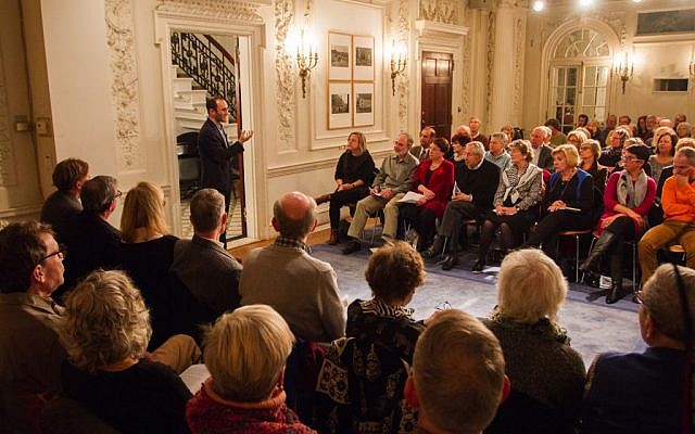 Guy Ben-Aharon leads a discussion on Alma Weich's 'Price Tag,' part of Israeli Stage's 6th season, at the Goethe-Institut Boston (Courtesy) Guy Ben-Aharon leads a discussion on Alma Weich's 'Price Tag,' part of Israeli Stage's 6th season, at the Goethe-Institut Boston (Courtesy)