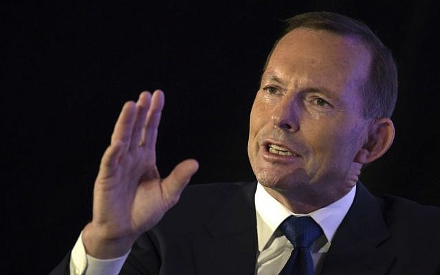 Former Australian prime minister Tony Abbott responds during a question and answer session after delivering a lecture at the Fullerton Hotel in Singapore on Wednesday, Dec. 9, 2015. (AP Photo/Joseph Nair) Former Australian prime minister Tony Abbott responds during a question and answer session after delivering a lecture at the Fullerton Hotel in Singapore on Wednesday, Dec. 9, 2015. (AP Photo/Joseph Nair)