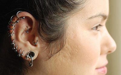 Illustrative photo of a decorated earlobe. (Nati Shohat/Flash90)