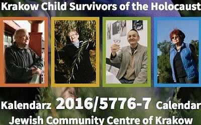 The portraits of 12 Polish Holocaust survivors are featured on a 2016 calendar put out on December 10, 2015, by the JCC Krakow in cooperation with the Child Survivors of the Holocaust Association. (screen capture: JCC Krakow)