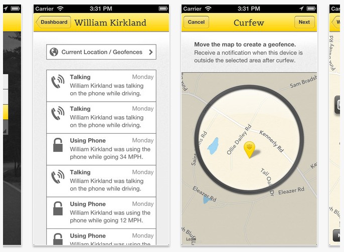Screenshot for Canary, an app that keeps an eye on all activities done by teens in a car, warns users against doing them, and uploads information to parents about them (Courtesy) Screenshot for Canary, an app that keeps an eye on all activities done by teens in a car, warns users against doing them, and uploads information to parents about them (Courtesy)