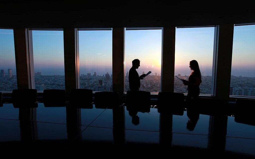View from offices within the Azrieli towers of Tel Aviv in 2010. (Nati Shohat/Flash90)