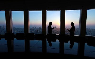 View from offices within the Azrieli towers of Tel Aviv in 2010. (Nati Shohat/Flash90)