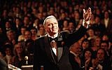 Frank Sinatra performing at the Royal Albert Hall in London, September 1, 1980. (David Redfern/Redferns/Getty Images via JTA)