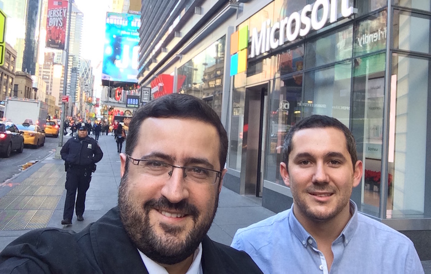 Moshe Freidman (L) with investor David Eitan outside the Microsoft Technology Center in Times Square (Courtesy) Moshe Freidman (L) with investor David Eitan outside the Microsoft Technology Center in Times Square (Courtesy)