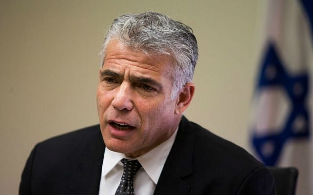 MK Yair Lapid during a Yesh Atid party meeting at the Knesset, November 23, 2015 (Yonatan Sindel/Flash90)
