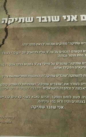 Retired IDF maj. gen. Amiram Levin's advert in Haaretz in support of Breaking the Silence. (courtesy)