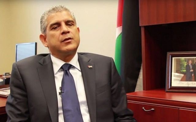 PLO representative Maen Areikat in the PLO's DC offices (YouTube screenshot)