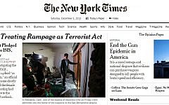 The front page of the New York Times website on December 5, 2015 (screen capture)