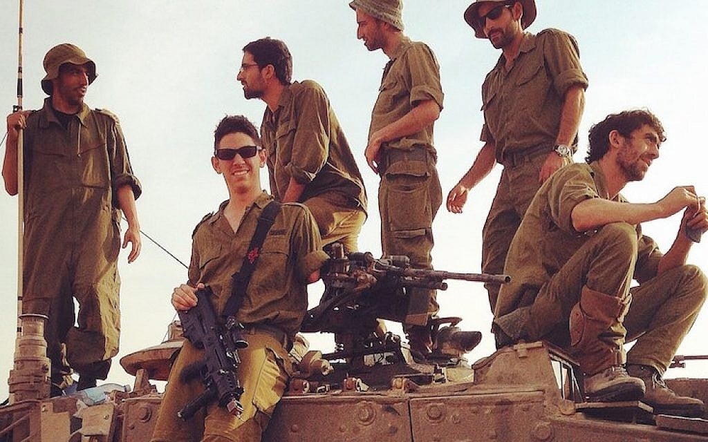 Izzy Ezagui, center, and fellow reserve soldiers in 2014 (Courtesy of Izzy Ezagui)