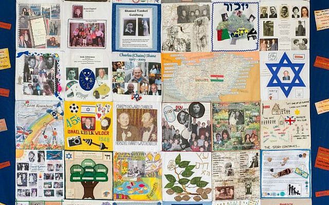 One of four Holocaust memory quilts created by survivors on display at Jewish Museum London (Courtesy)