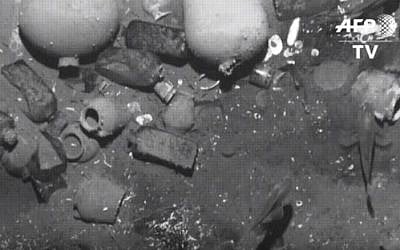 Items from the Spanish treasure galleon San Jose, recovered 300 years after it was sunk by British ships. (AFP/YouTube screenshot)