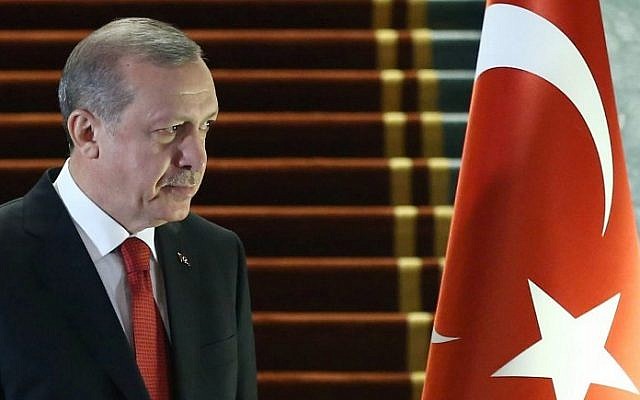 Turkish President Recep Tayyip Erdogan at an official ceremony in the Presidential Complex in Ankara, on December 24, 2015. (AFP/Adem Altan) Turkish President Recep Tayyip Erdogan at an official ceremony in the Presidential Complex in Ankara, on December 24, 2015. (AFP/Adem Altan)