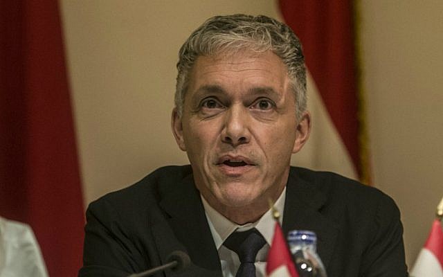 Swiss Attorney General Michael Lauber speaks during a press conference in the Egyptian capital Cairo on January 16, 2016. (Khaled Desouki/AFP) Swiss Attorney General Michael Lauber speaks during a press conference in the Egyptian capital Cairo on January 16, 2016. (Khaled Desouki/AFP)
